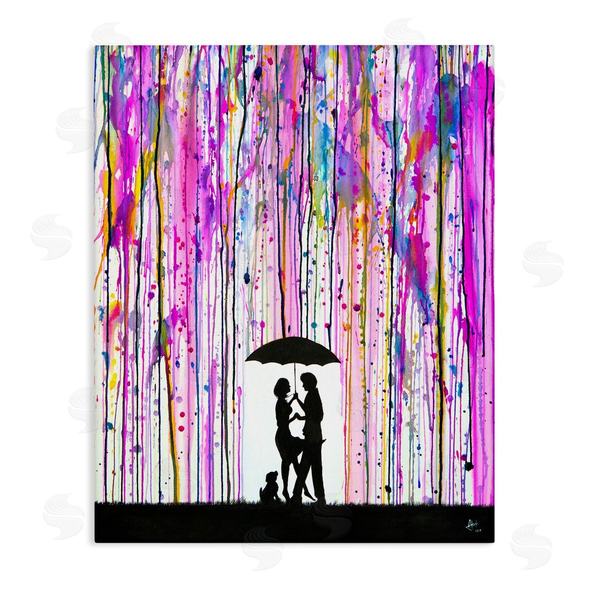 Marc Allante Bold Purple Rainfall Family Silhouette