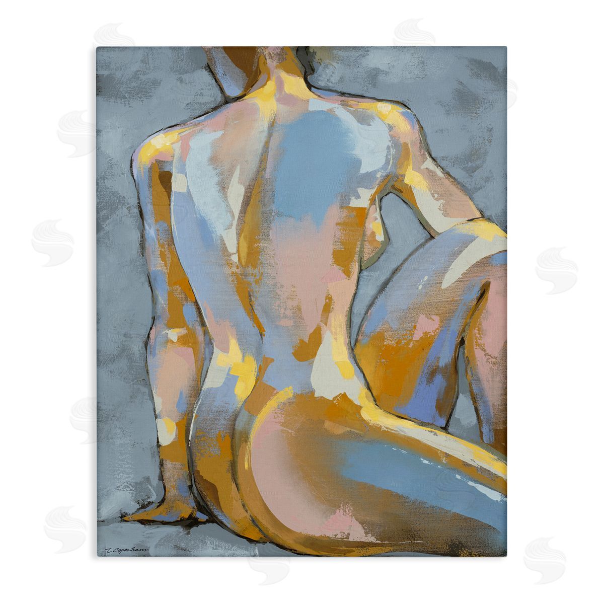 Trevor Copenhaver Modern Blue Brushed Sitting Nude