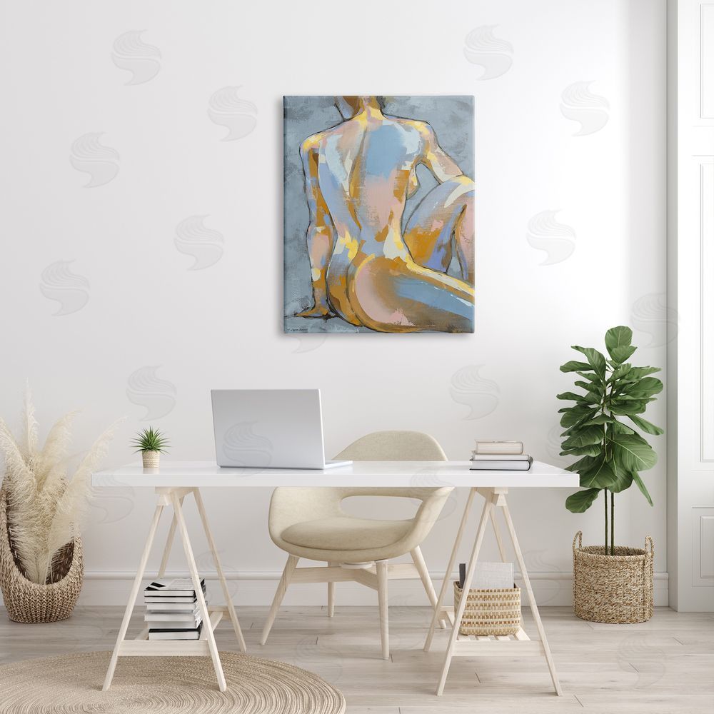 Trevor Copenhaver Modern Blue Brushed Sitting Nude