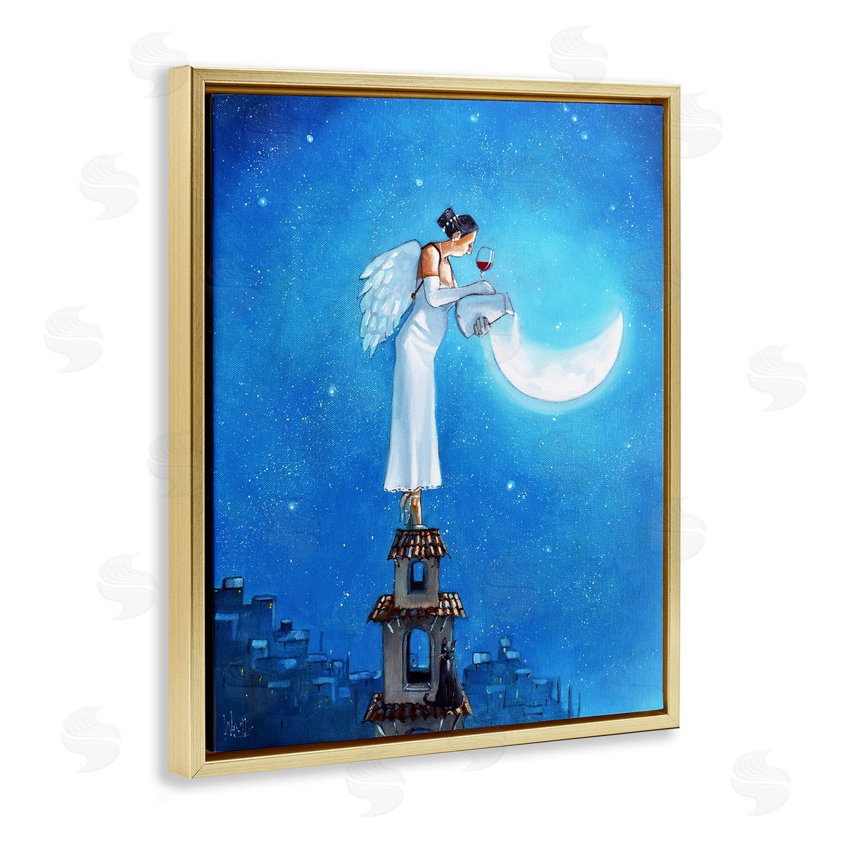 Ronald West Angel Pouring Moon Cityscape