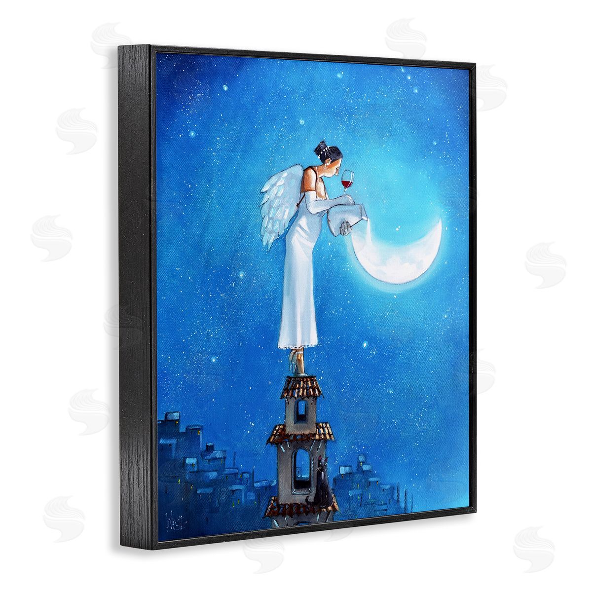 Ronald West Angel Pouring Moon Cityscape