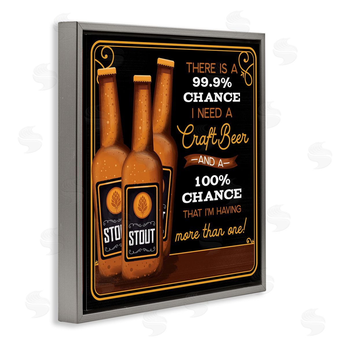 Mollie B. More Than One Craft Beer Phrase Gray Floating Frame Canvas Wall Art Print