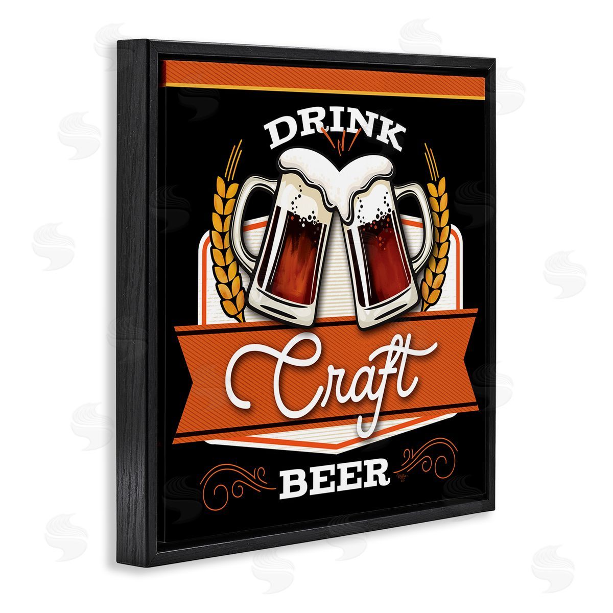 Mollie B. Drink Craft Beer Vintage Phrase Black Floating Frame Canvas Wall Art Print