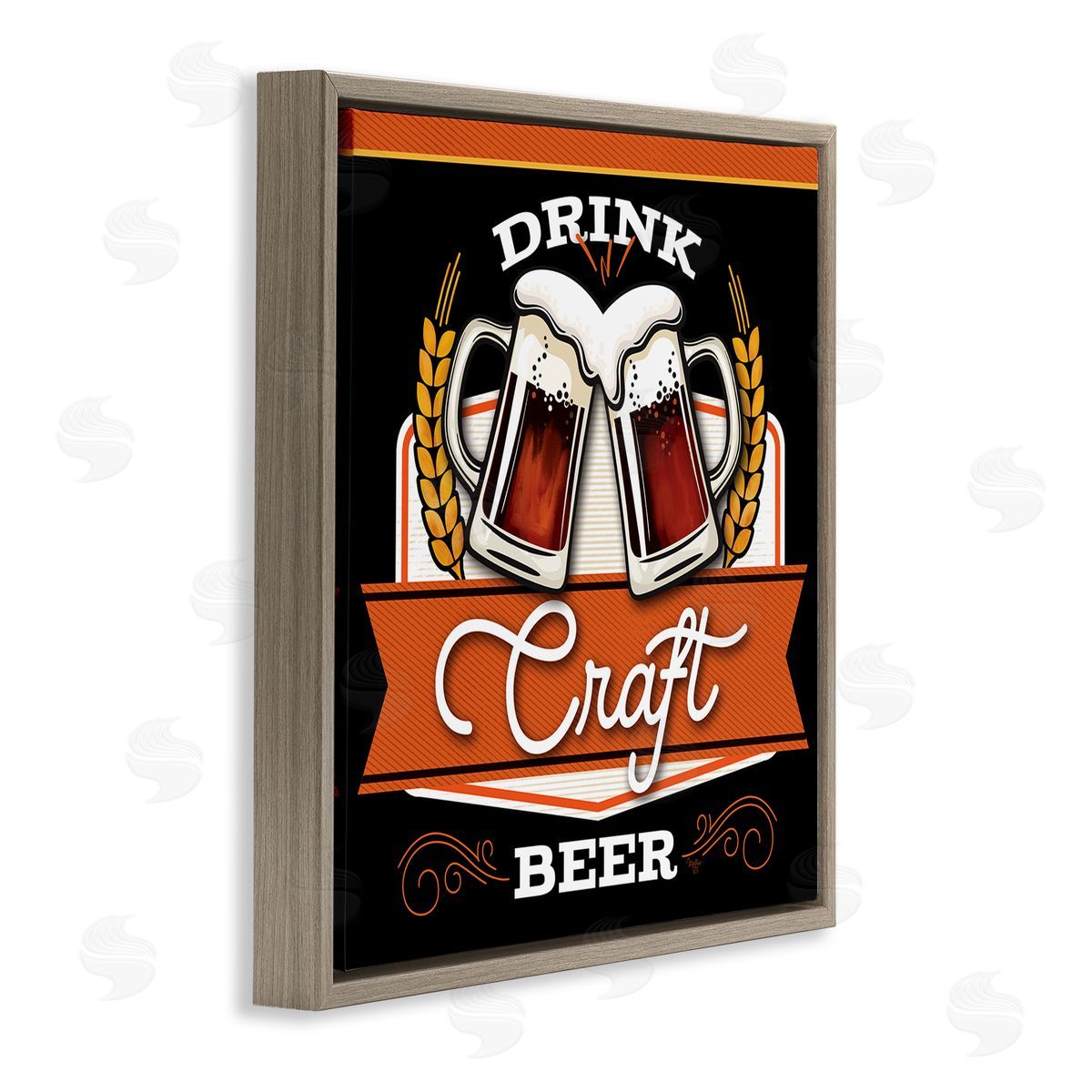 Mollie B. Drink Craft Beer Vintage Phrase Brown Floating Frame Canvas Wall Art Print