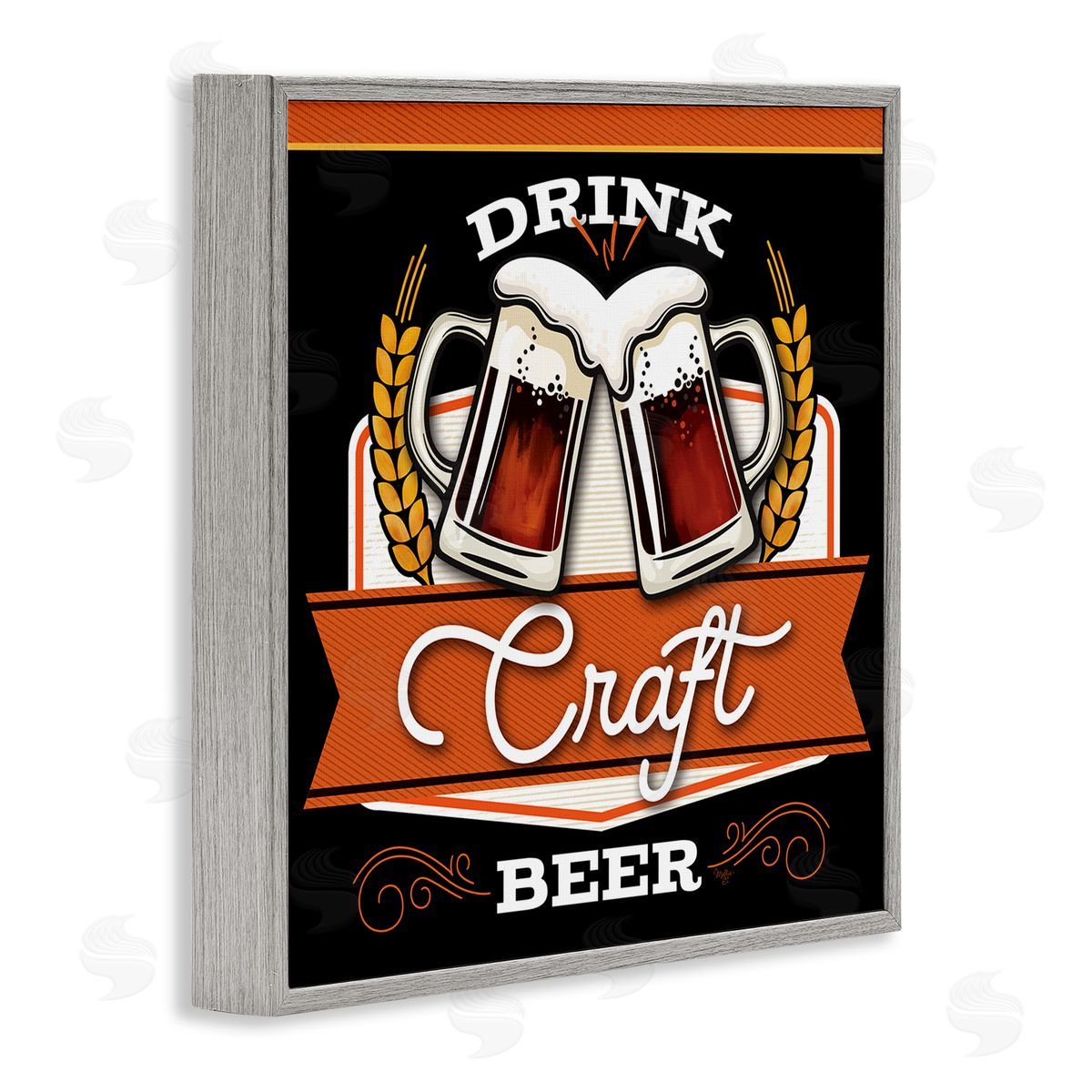 Mollie B. Drink Craft Beer Vintage Phrase Gray Framed Glicee Wall Art Print