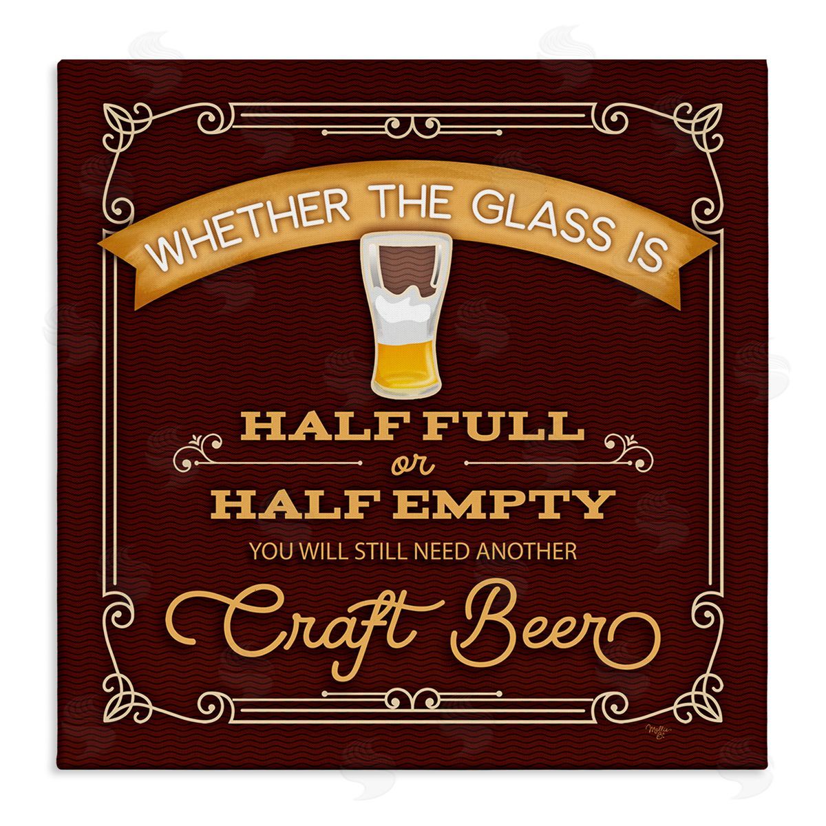 Mollie B. Half Full Or Empty Craft Beer Stretched Canvas Wall Art Print