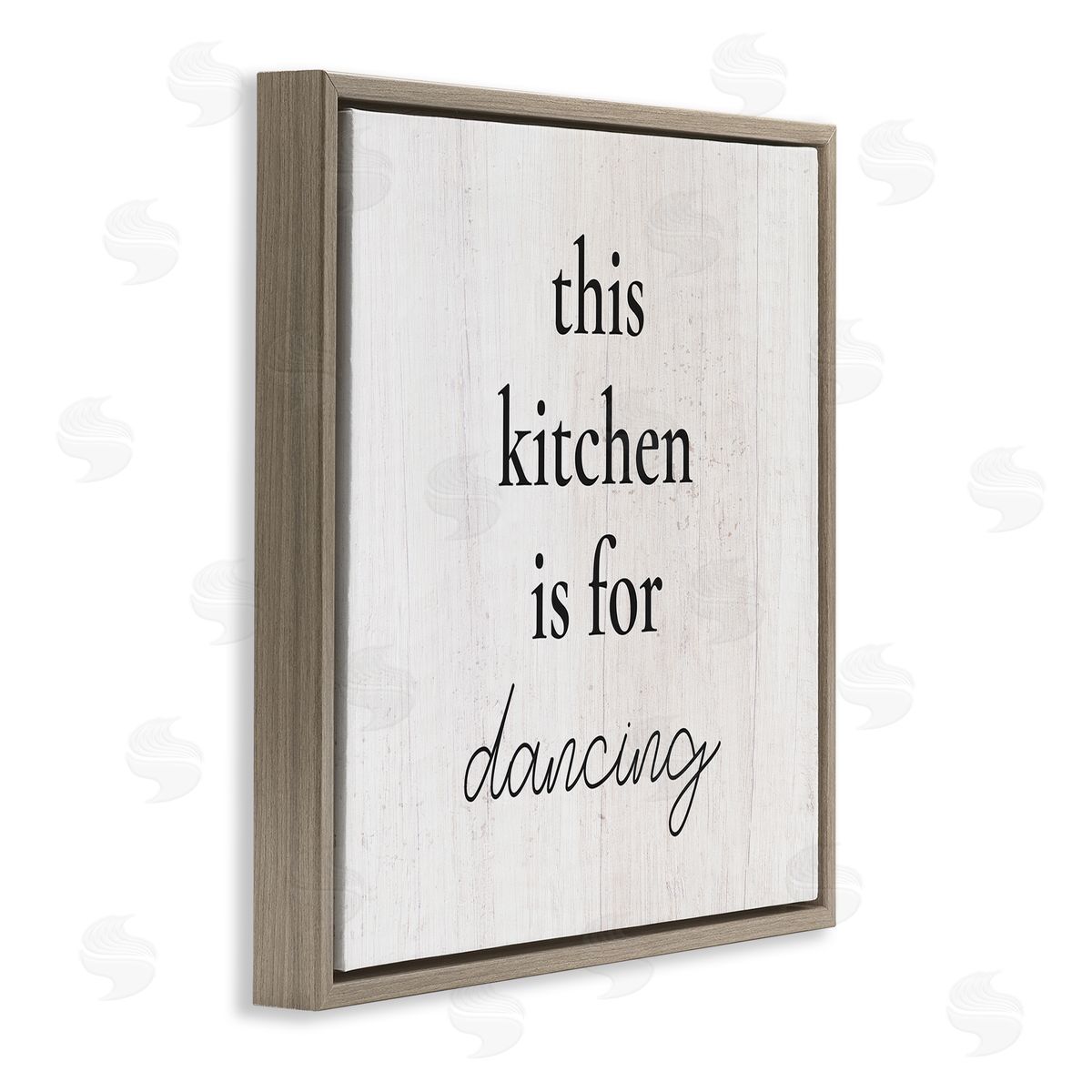 Stupell Studio This Kitchen Is For Dancing Phrase Brown Floating Frame Canvas Wall Art Print