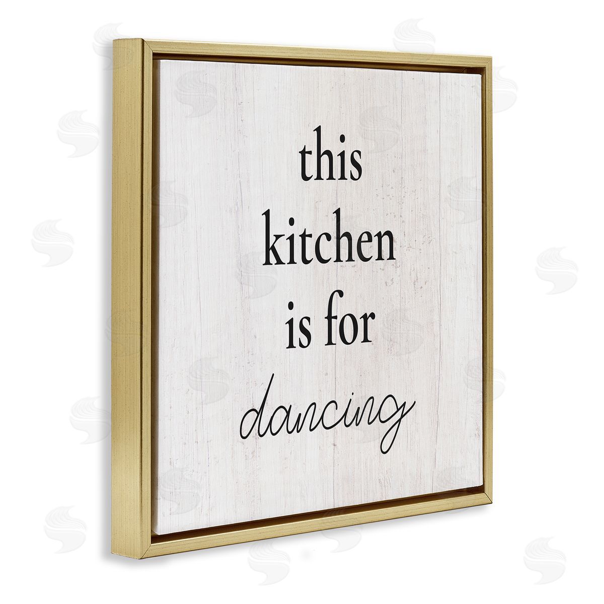 Stupell Studio This Kitchen Is For Dancing Phrase Gold Floating Frame Canvas Wall Art Print