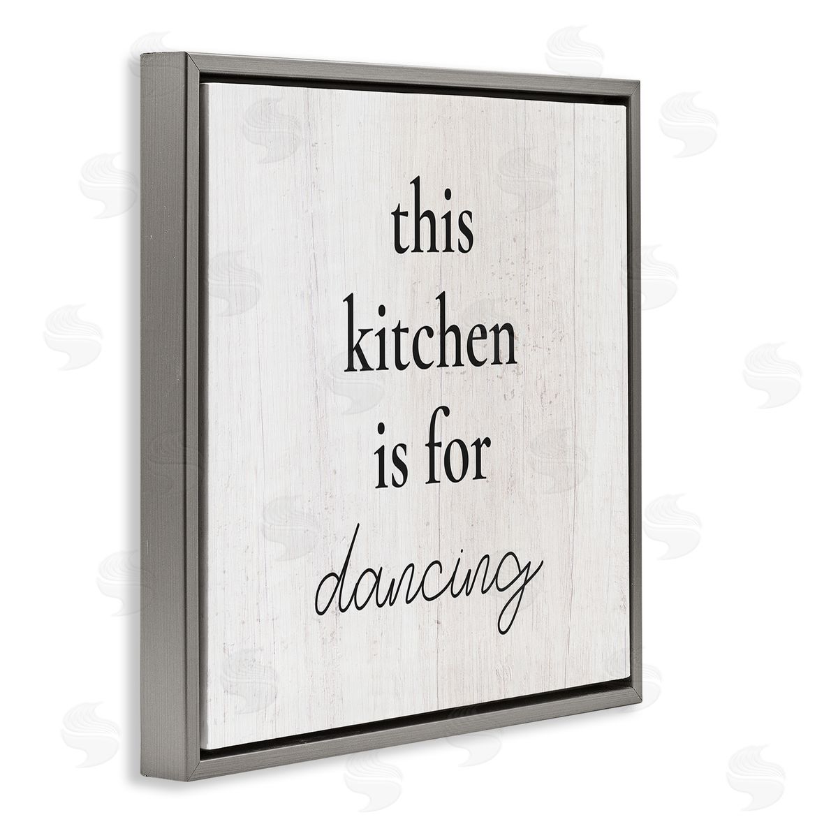 Stupell Studio This Kitchen Is For Dancing Phrase Gray Floating Frame Canvas Wall Art Print