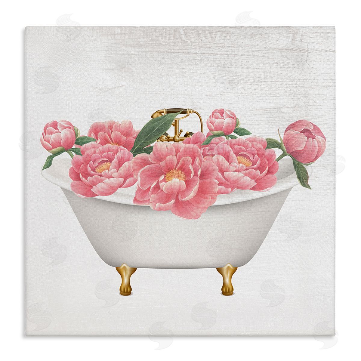 Stupell Studio Budding Peony Vintage Tub Stretched Canvas Wall Art Print