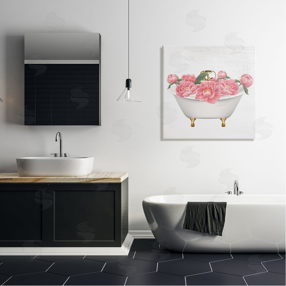 Stupell Studio Budding Peony Vintage Tub Canvas Wall Art in Room