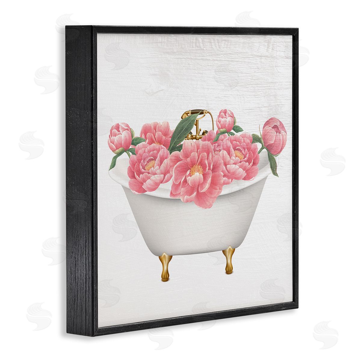 Stupell Studio Budding Peony Vintage Tub Black Framed Glicee Wall Art Print