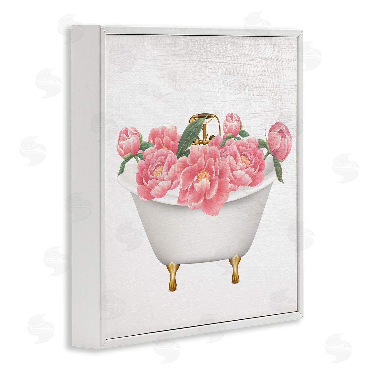Stupell Studio Budding Peony Vintage Tub White Framed Glicee Wall Art Print