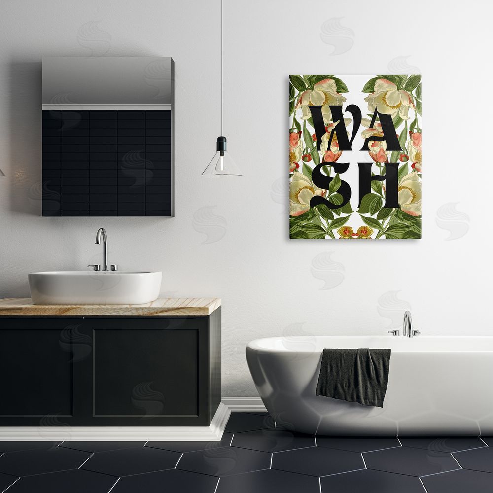 Stupell Studio Wash Flower Blossom Bath Sign