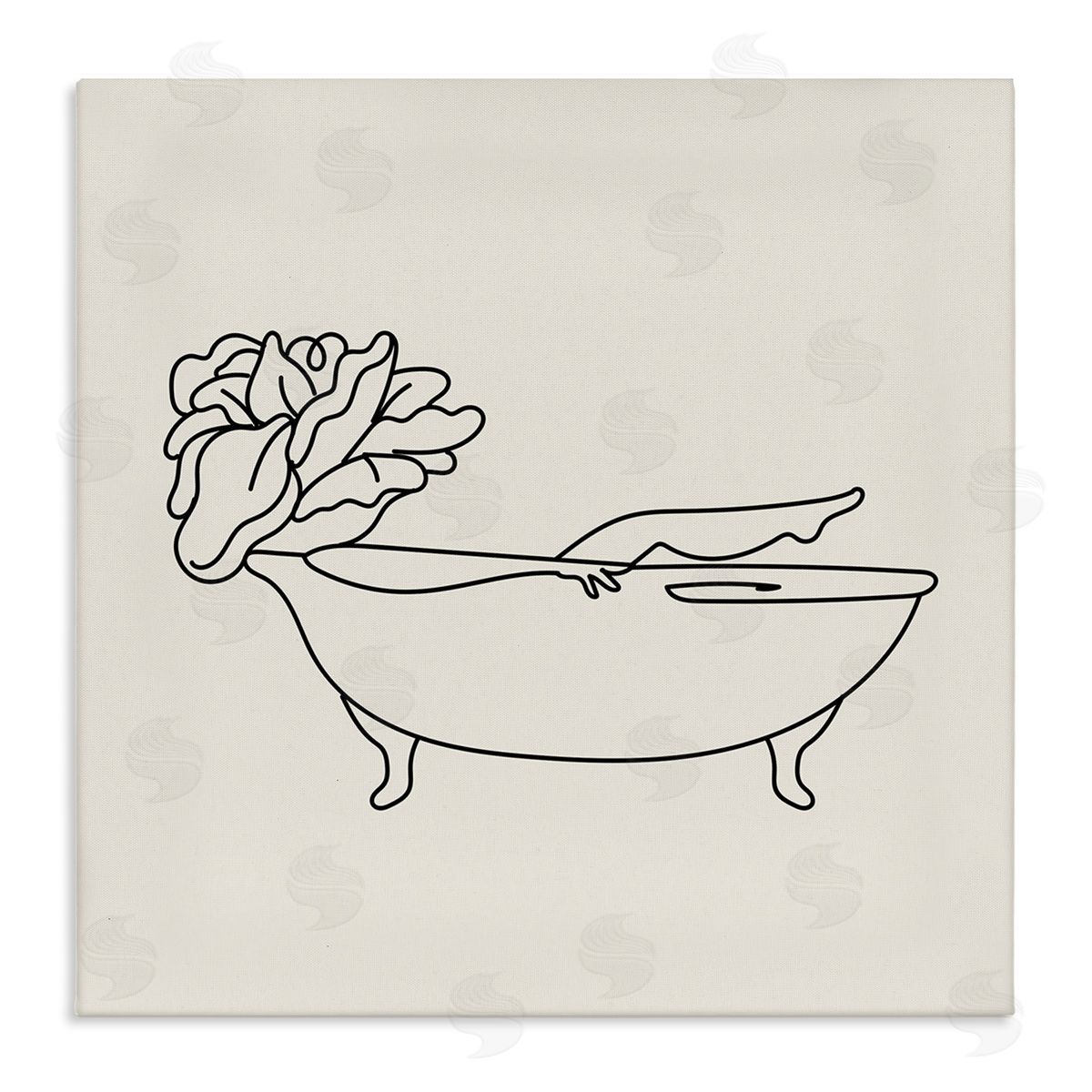 Stupell Studio Floral Person Bathing Line Doodle Stretched Canvas Wall Art Print