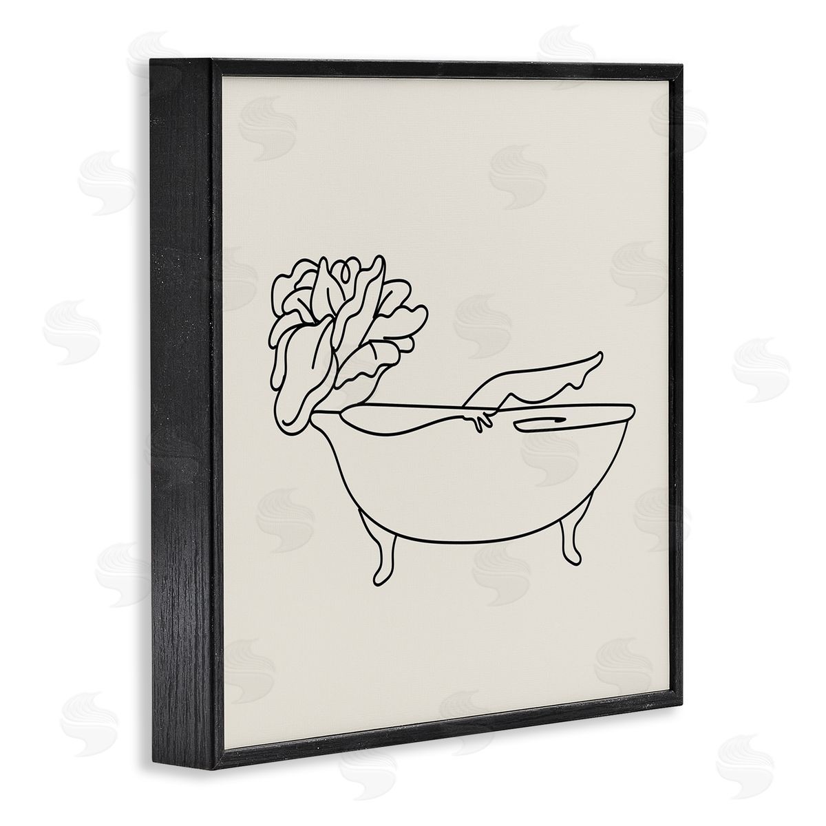 Stupell Studio Floral Person Bathing Line Doodle Black Framed Glicee Wall Art Print