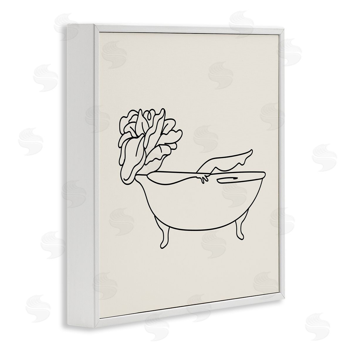 Stupell Studio Floral Person Bathing Line Doodle White Framed Glicee Wall Art Print