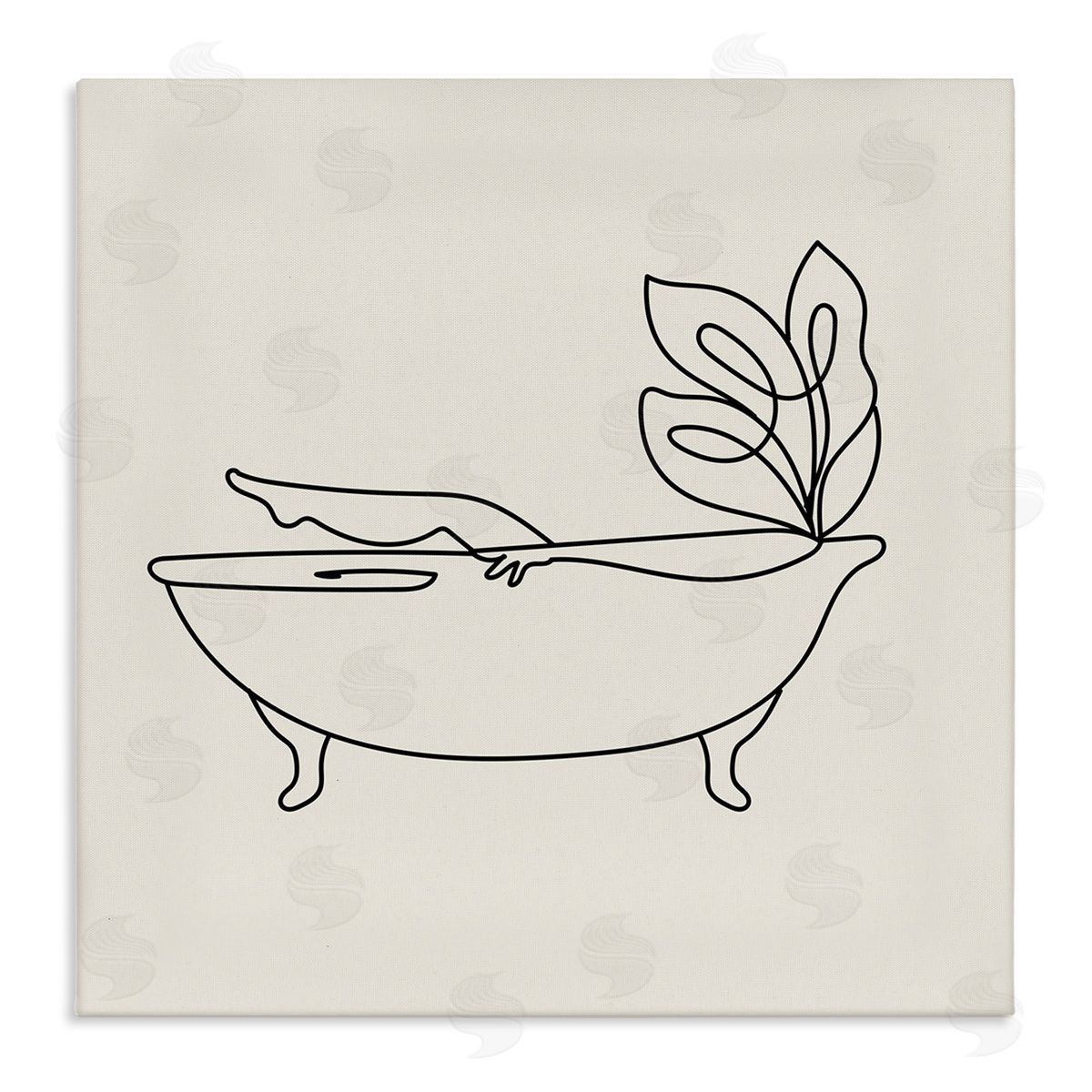 Stupell Studio Line Doodle Bath Botanical Stretched Canvas Wall Art Print