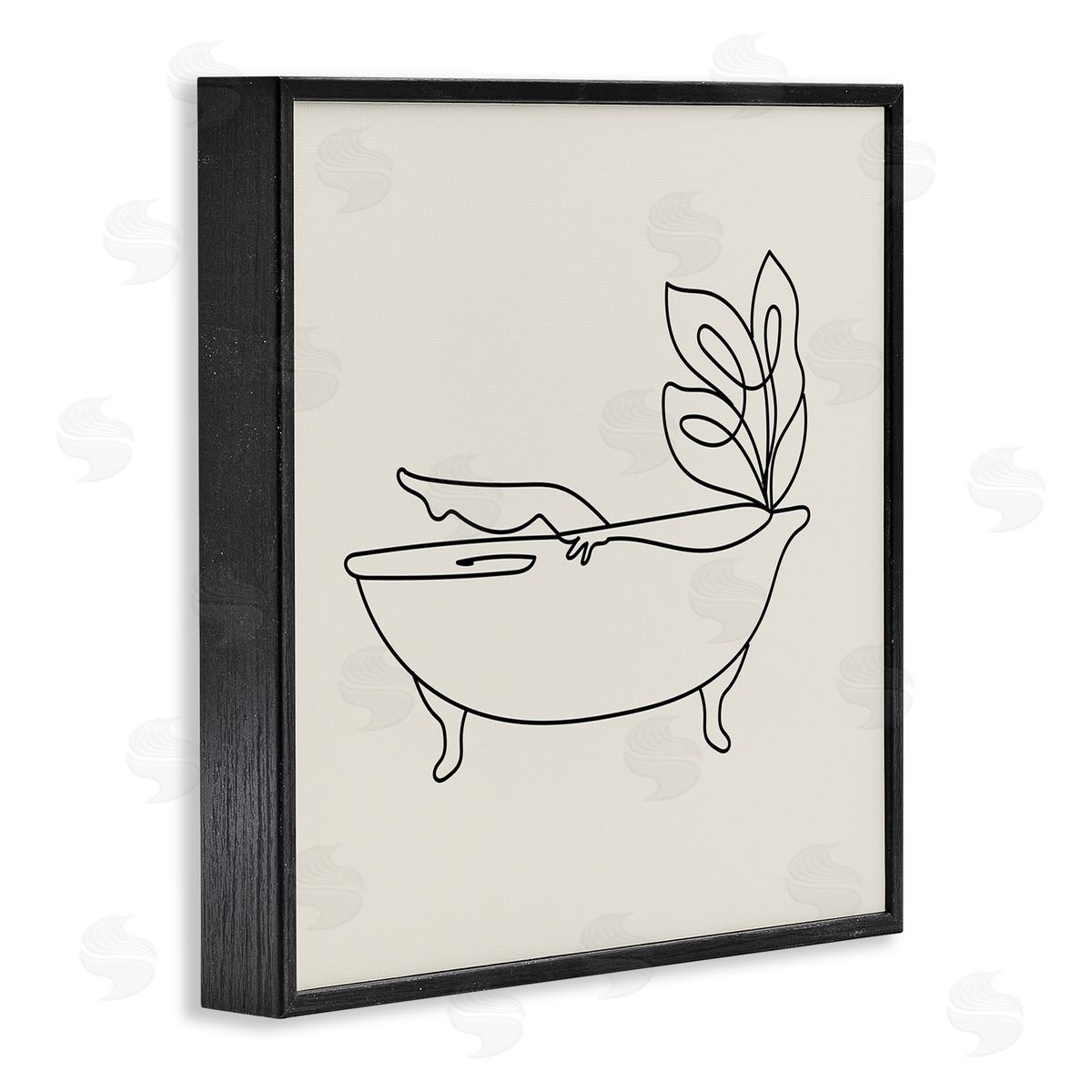 Stupell Studio Line Doodle Bath Botanical Black Framed Glicee Wall Art Print
