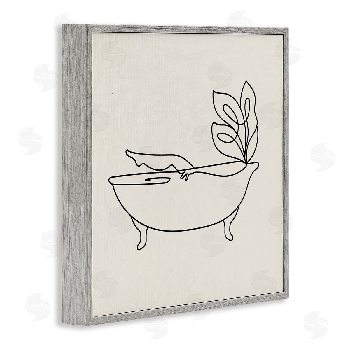 Stupell Studio Line Doodle Bath Botanical Gray Framed Glicee Wall Art Print