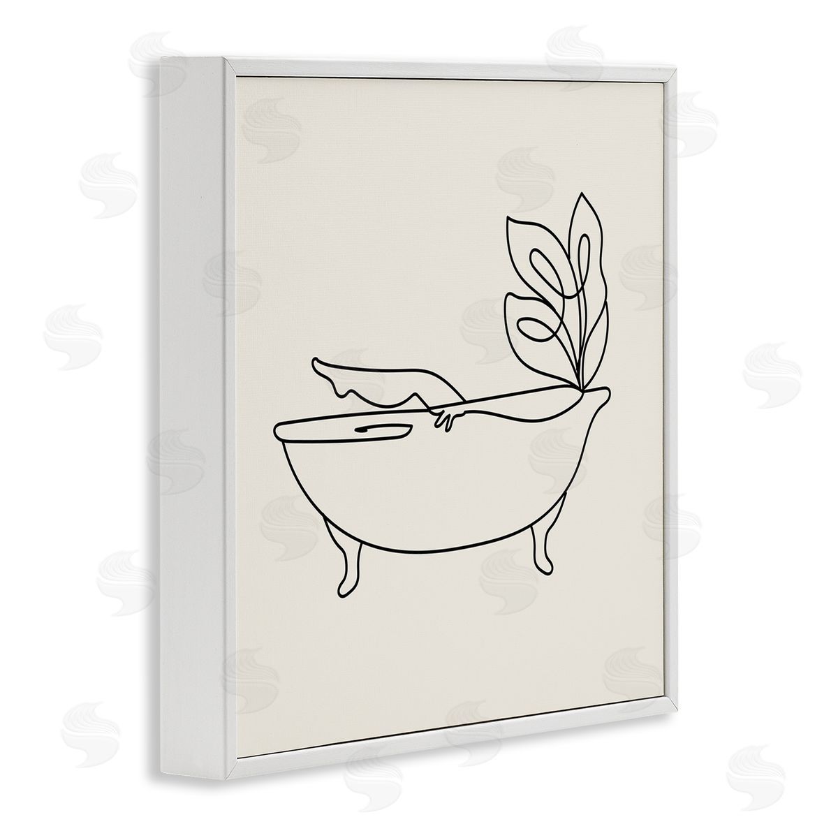 Stupell Studio Line Doodle Bath Botanical White Framed Glicee Wall Art Print