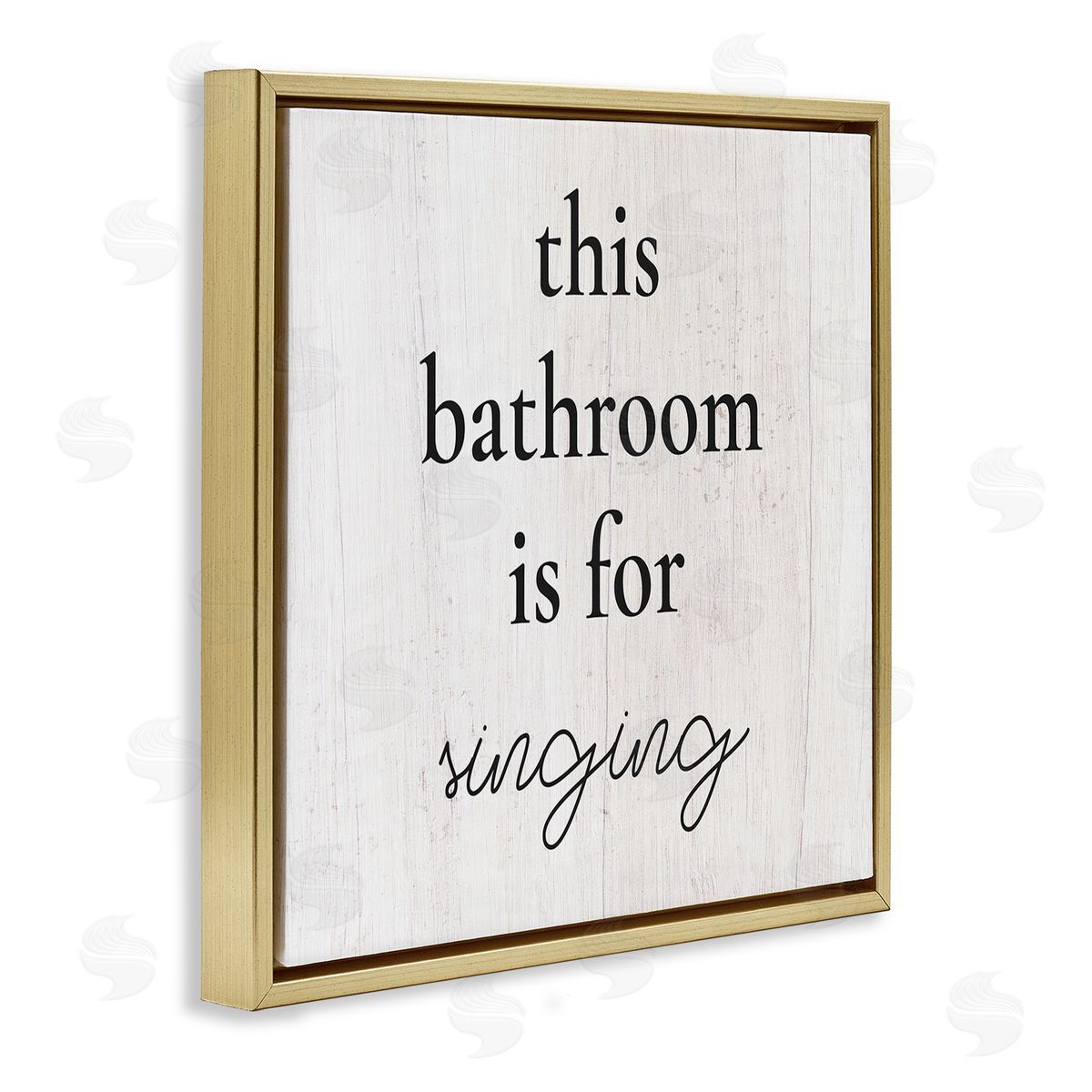 Stupell Studio This Bathroom Is For Singing Phrase Gold Floating Frame Canvas Wall Art Print