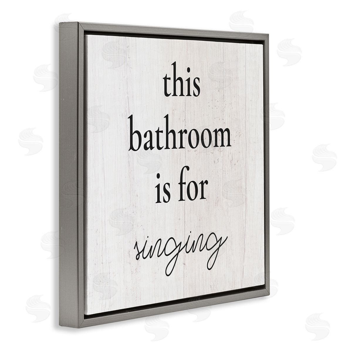 Stupell Studio This Bathroom Is For Singing Phrase Gray Floating Frame Canvas Wall Art Print