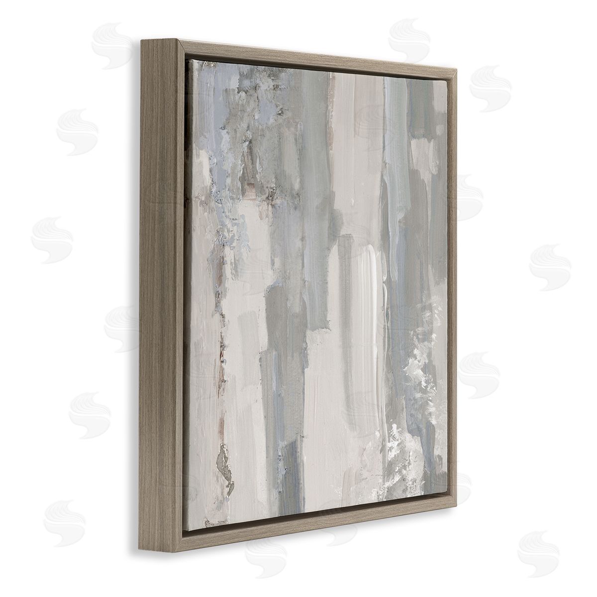 Sally Swatland Grey Brushed Abstract Arrangement Brown Floating Frame Canvas Wall Art Print