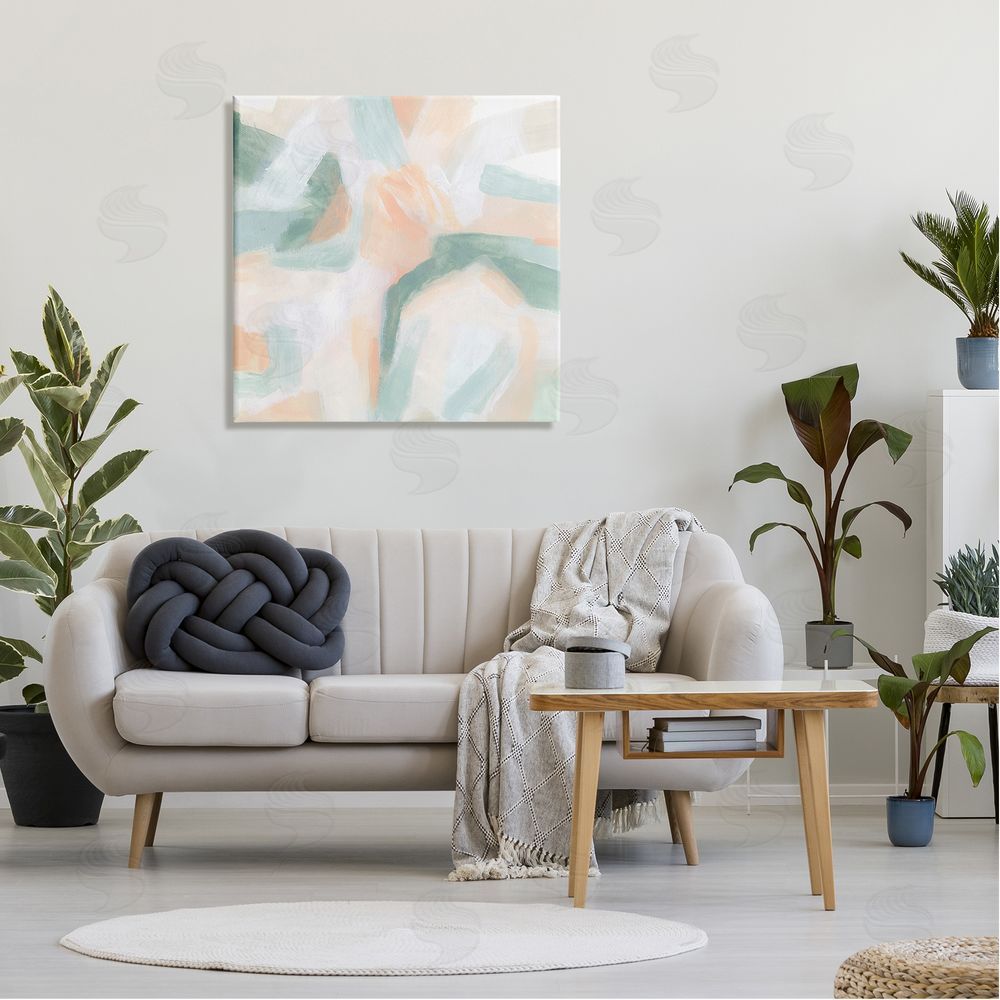 June Erica Vess Soft Pastel Shapes Abstract Canvas Wall Art in Room