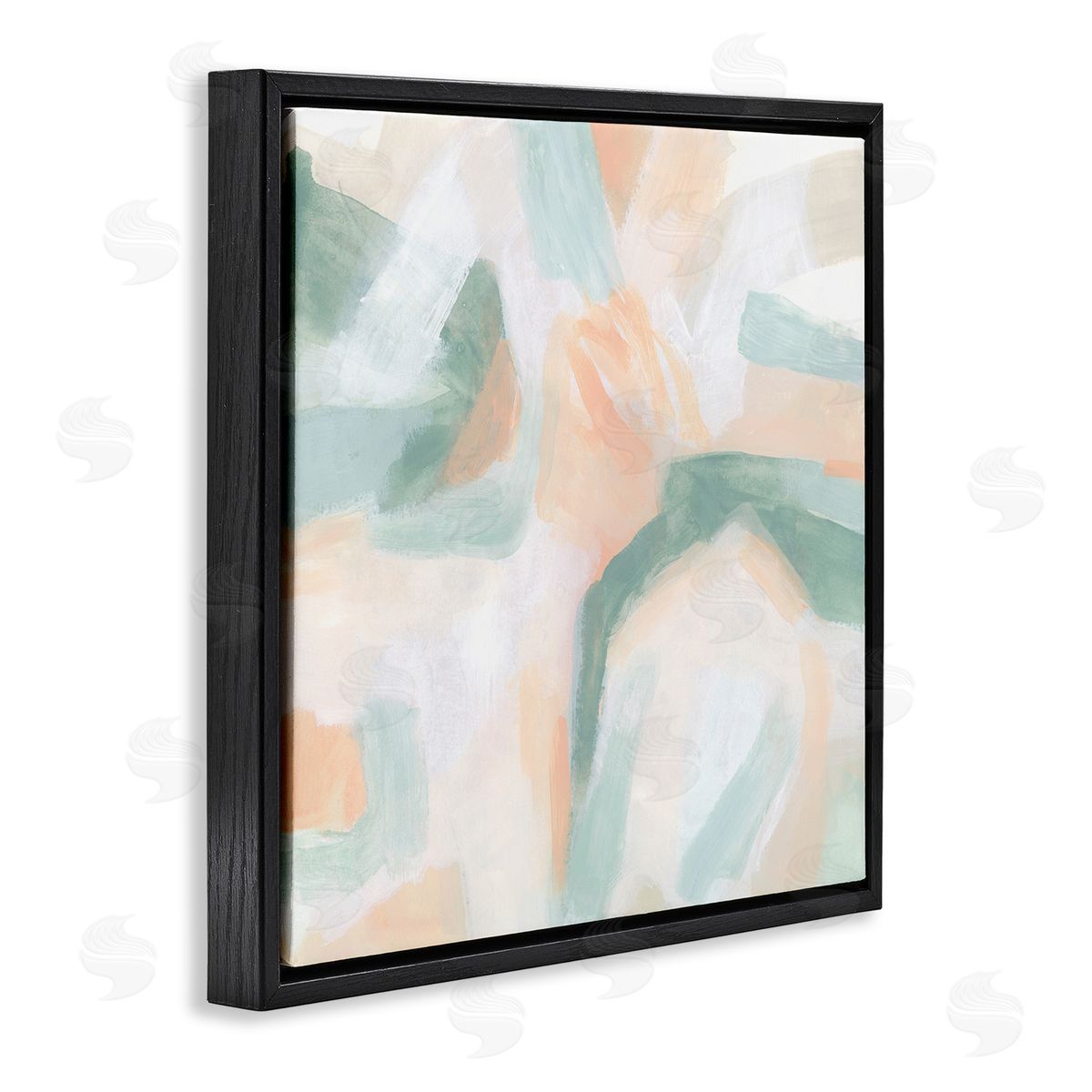 June Erica Vess Soft Pastel Shapes Abstract Black Floating Frame Canvas Wall Art Print