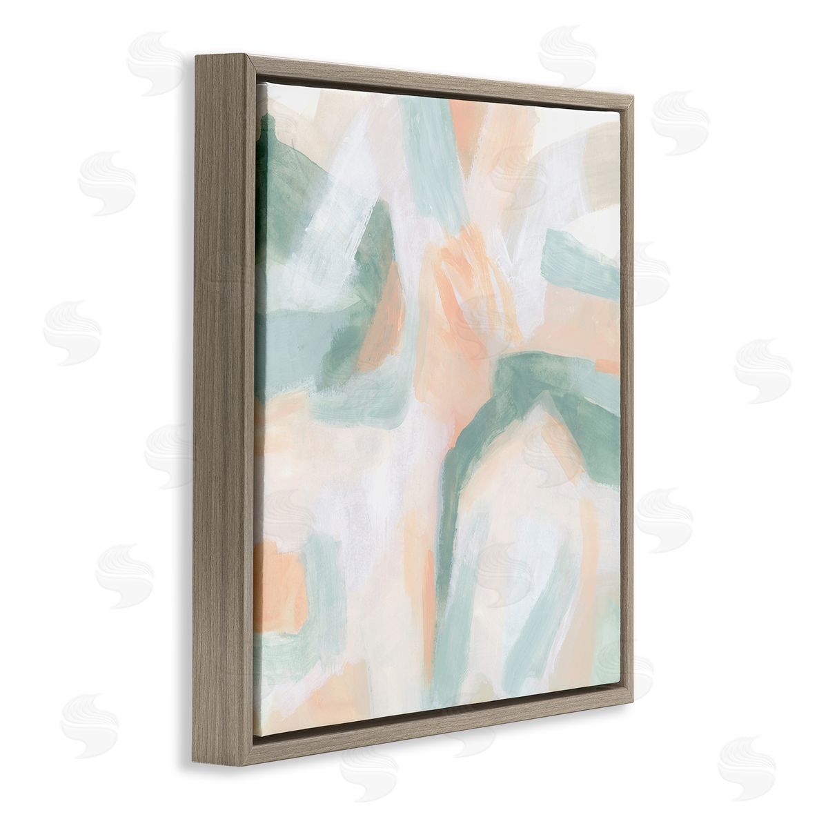 June Erica Vess Soft Pastel Shapes Abstract Brown Floating Frame Canvas Wall Art Print