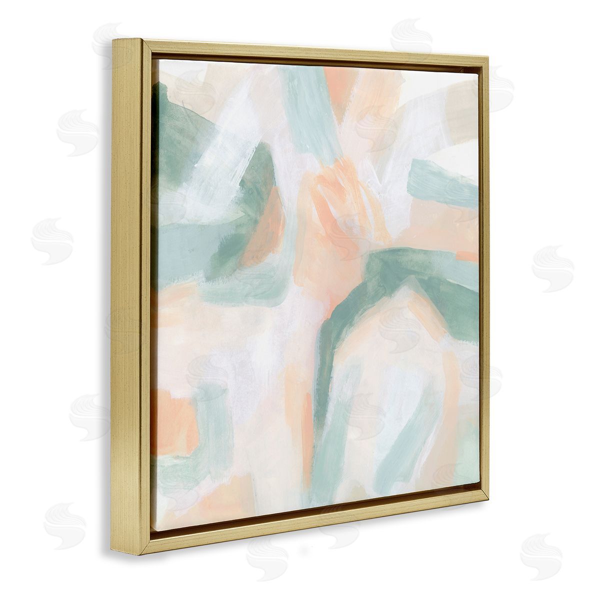 June Erica Vess Soft Pastel Shapes Abstract Gold Floating Frame Canvas Wall Art Print