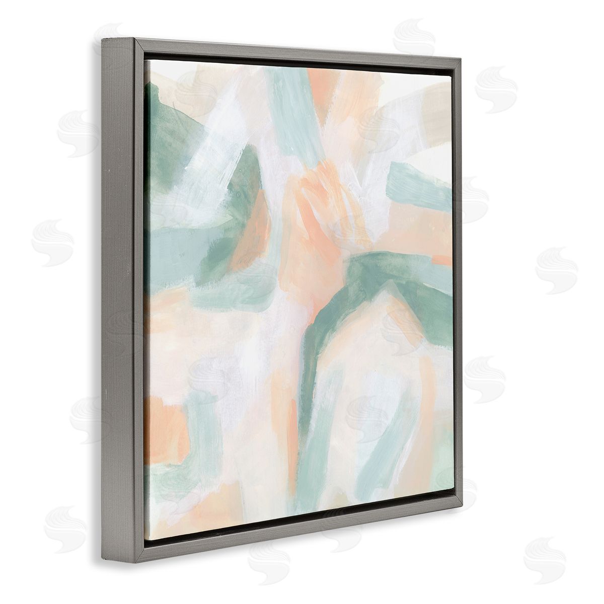 June Erica Vess Soft Pastel Shapes Abstract Gray Floating Frame Canvas Wall Art Print