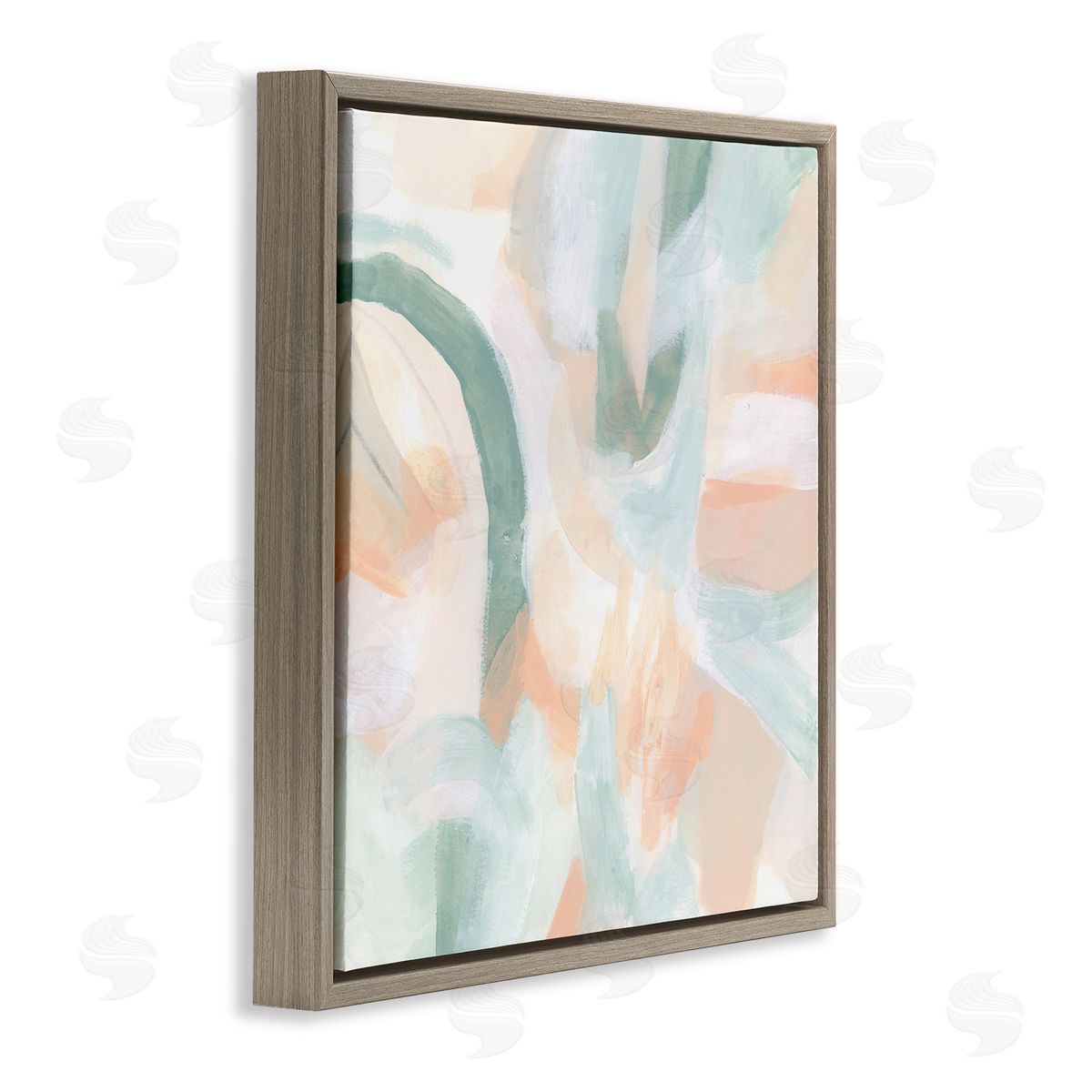 June Erica Vess Modern Soft Shapes Arrangement Brown Floating Frame Canvas Wall Art Print