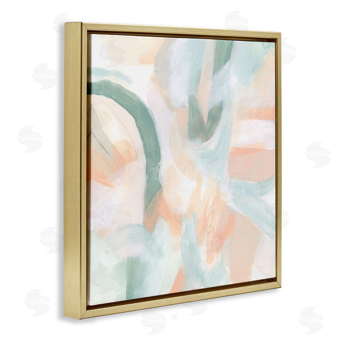 June Erica Vess Modern Soft Shapes Arrangement Gold Floating Frame Canvas Wall Art Print