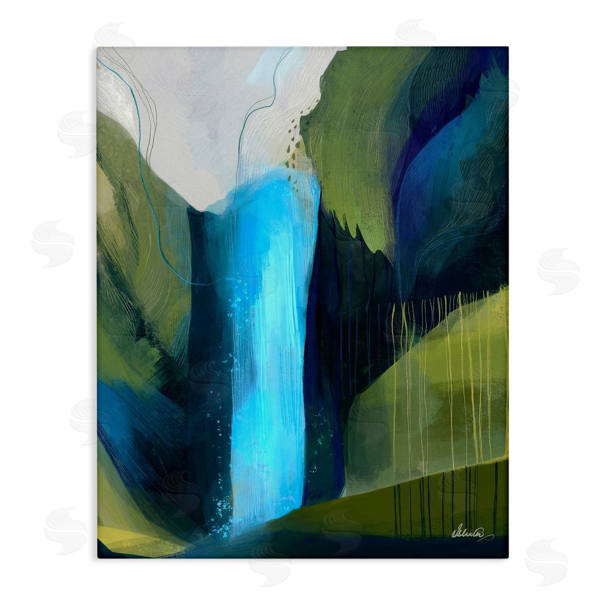 Ishita Banerjee Abstract Waterfall Layered Landscape 