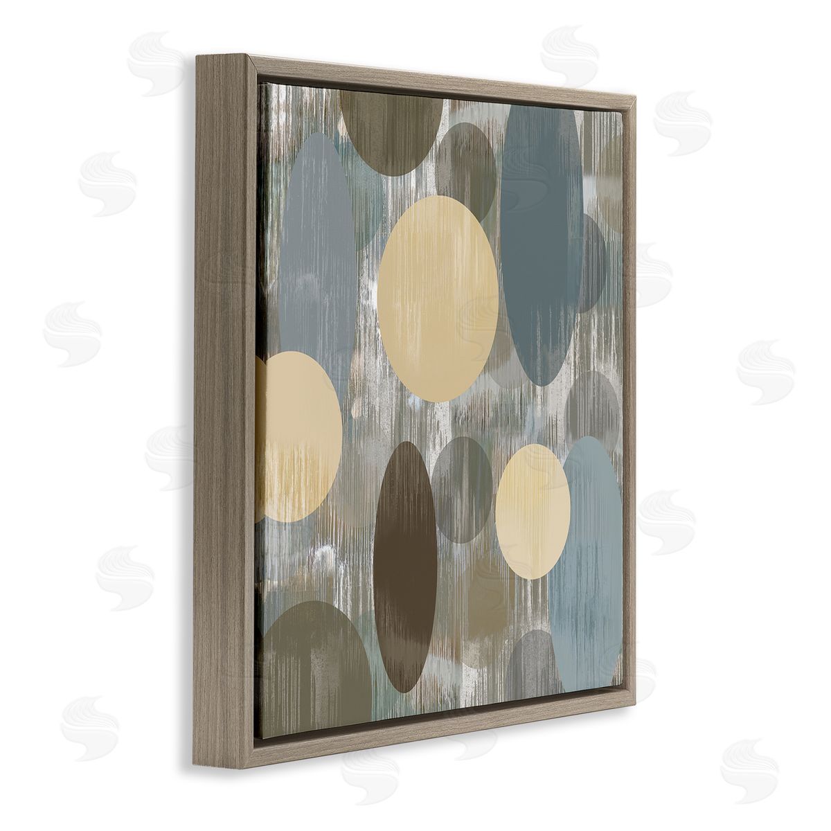 Brent Nelson Muted Layered Circle Shapes Brown Floating Frame Canvas Wall Art Print