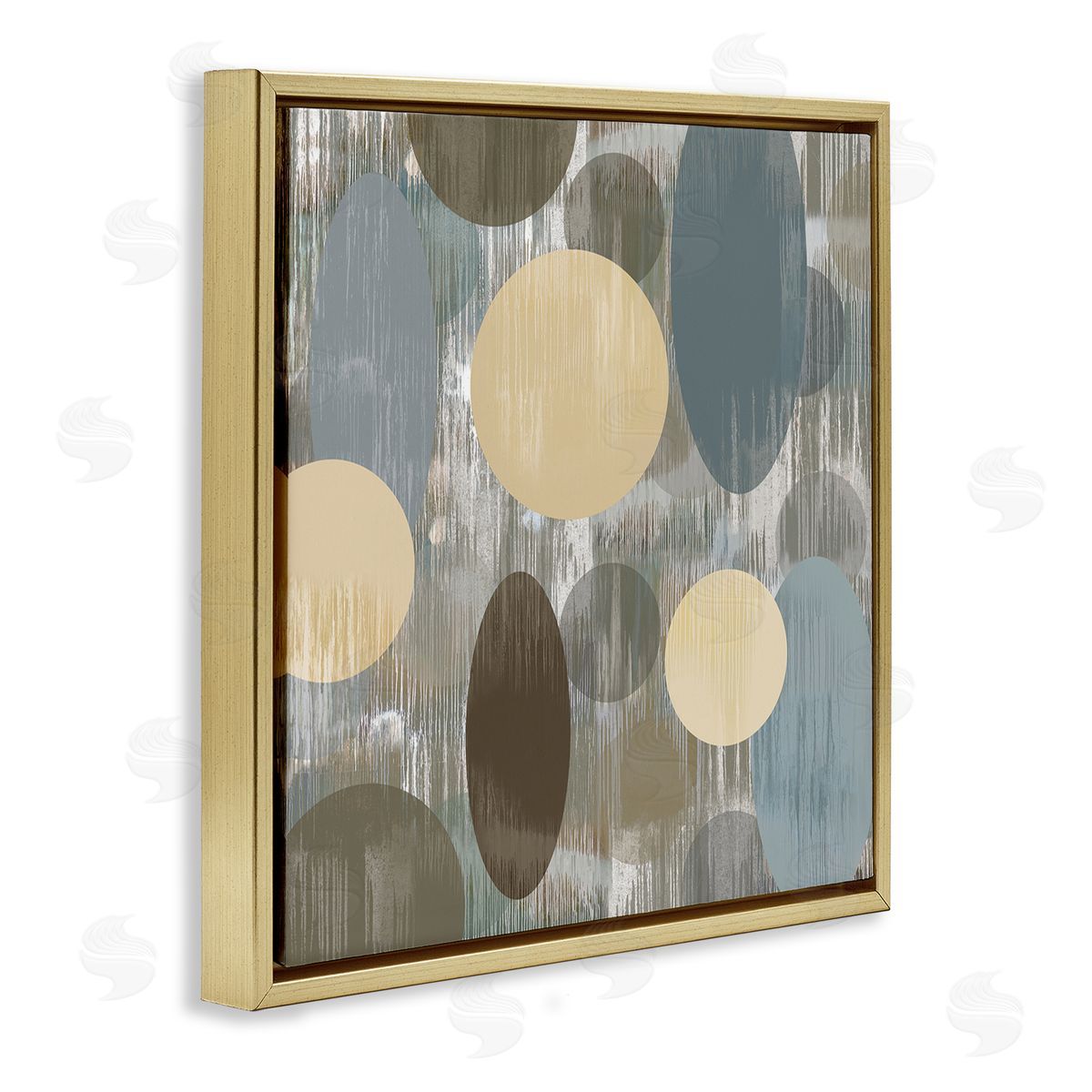 Brent Nelson Muted Layered Circle Shapes Gold Floating Frame Canvas Wall Art Print