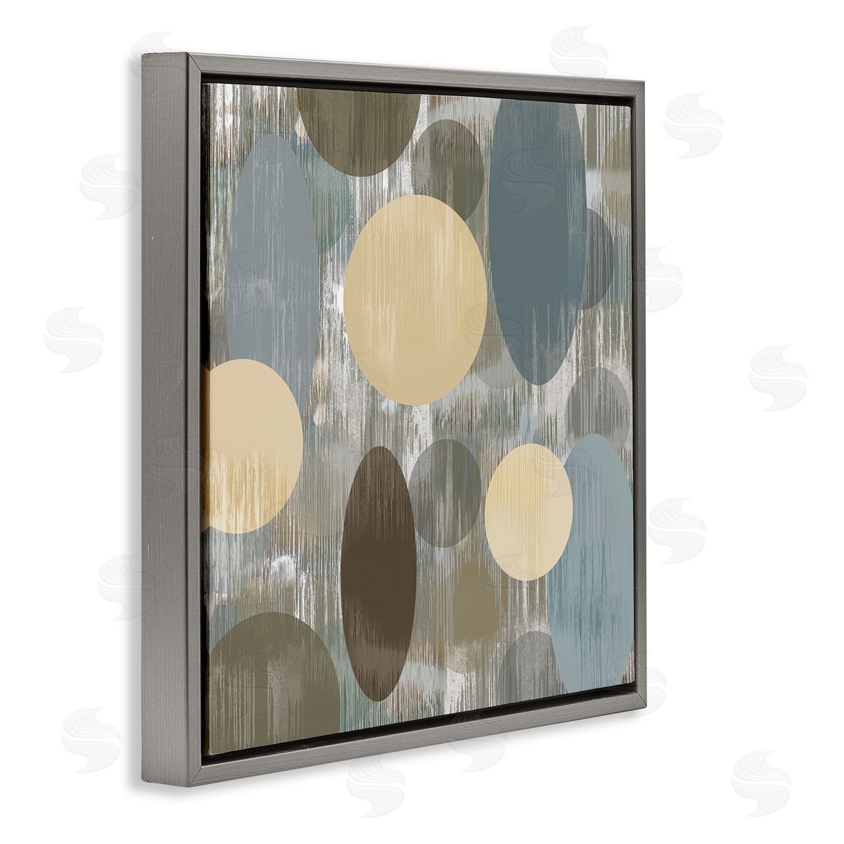 Brent Nelson Muted Layered Circle Shapes Gray Floating Frame Canvas Wall Art Print