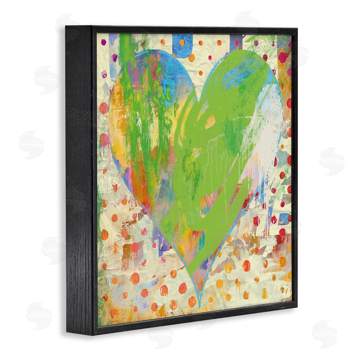 Porter Hastings Lime Green Patterned Heart Shape Black Framed Glicee Wall Art Print