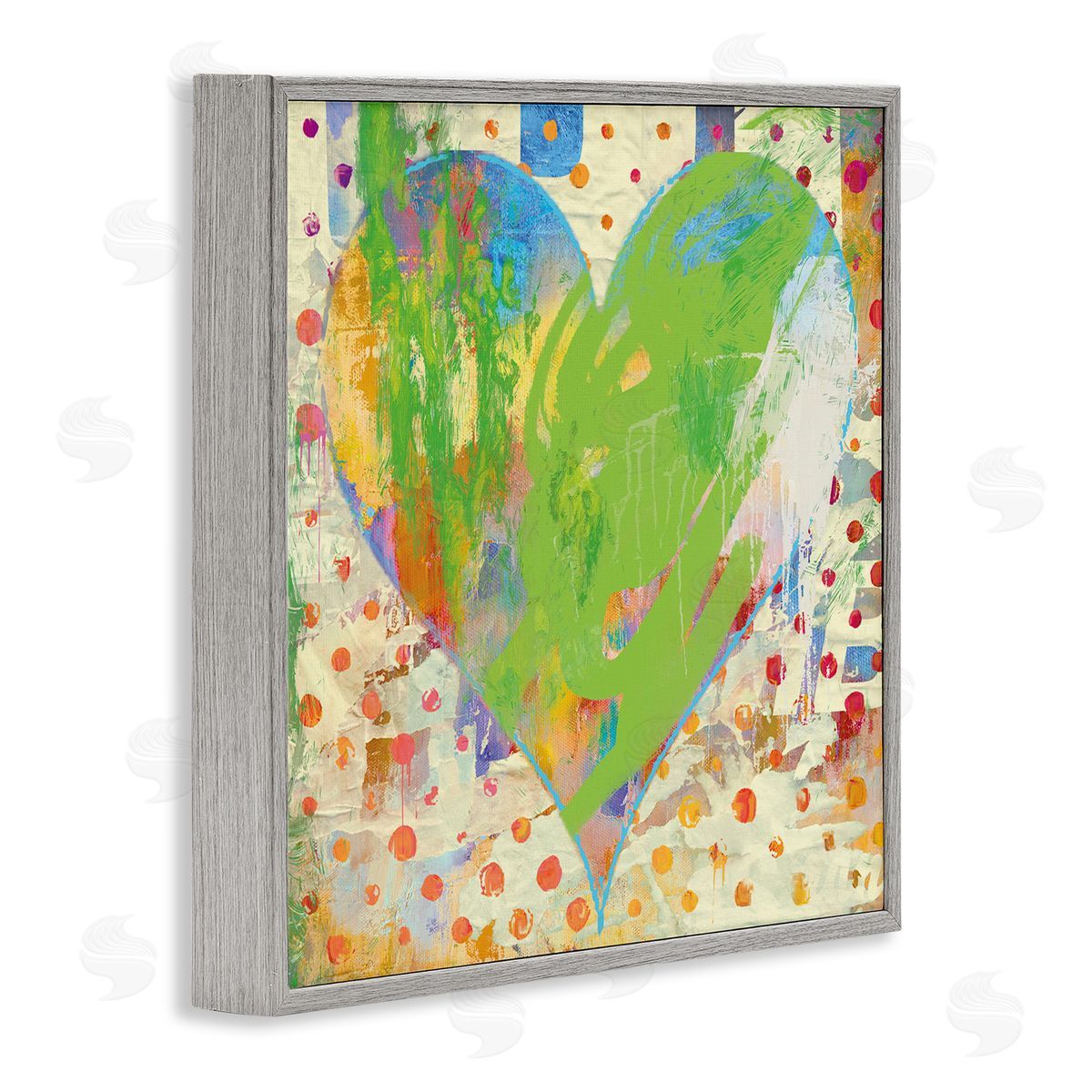 Porter Hastings Lime Green Patterned Heart Shape Gray Framed Glicee Wall Art Print