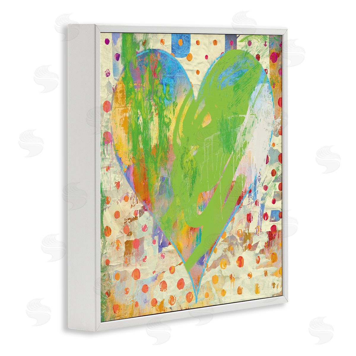 Porter Hastings Lime Green Patterned Heart Shape White Framed Glicee Wall Art Print