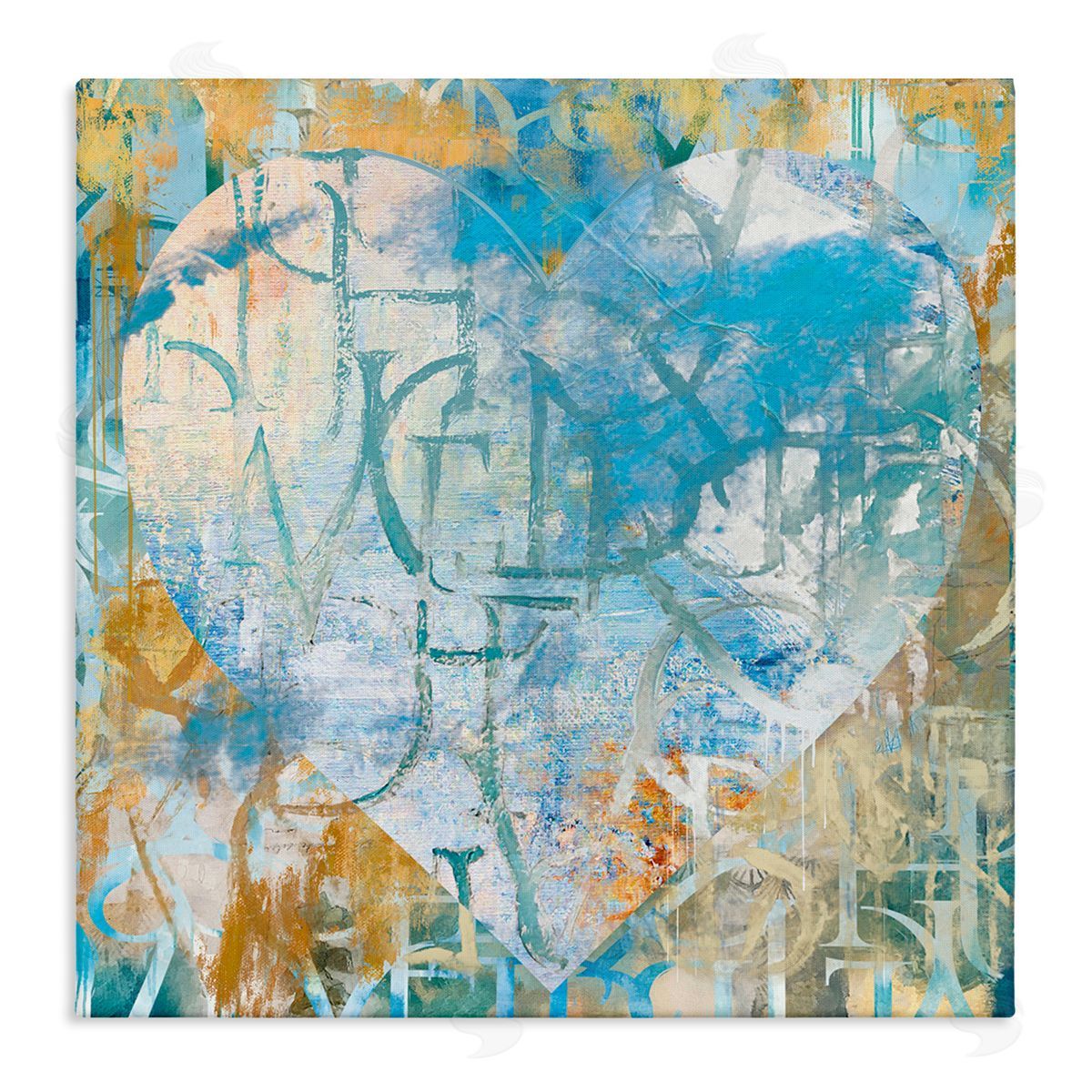 Porter Hastings Layered Typography Heart Shape Stretched Canvas Wall Art Print