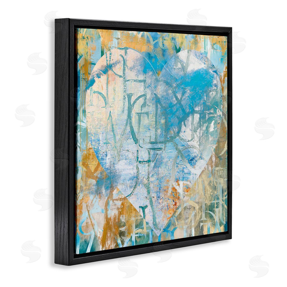 Porter Hastings Layered Typography Heart Shape Black Floating Frame Canvas Wall Art Print