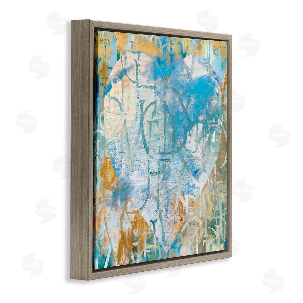 Porter Hastings Layered Typography Heart Shape Brown Floating Frame Canvas Wall Art Print