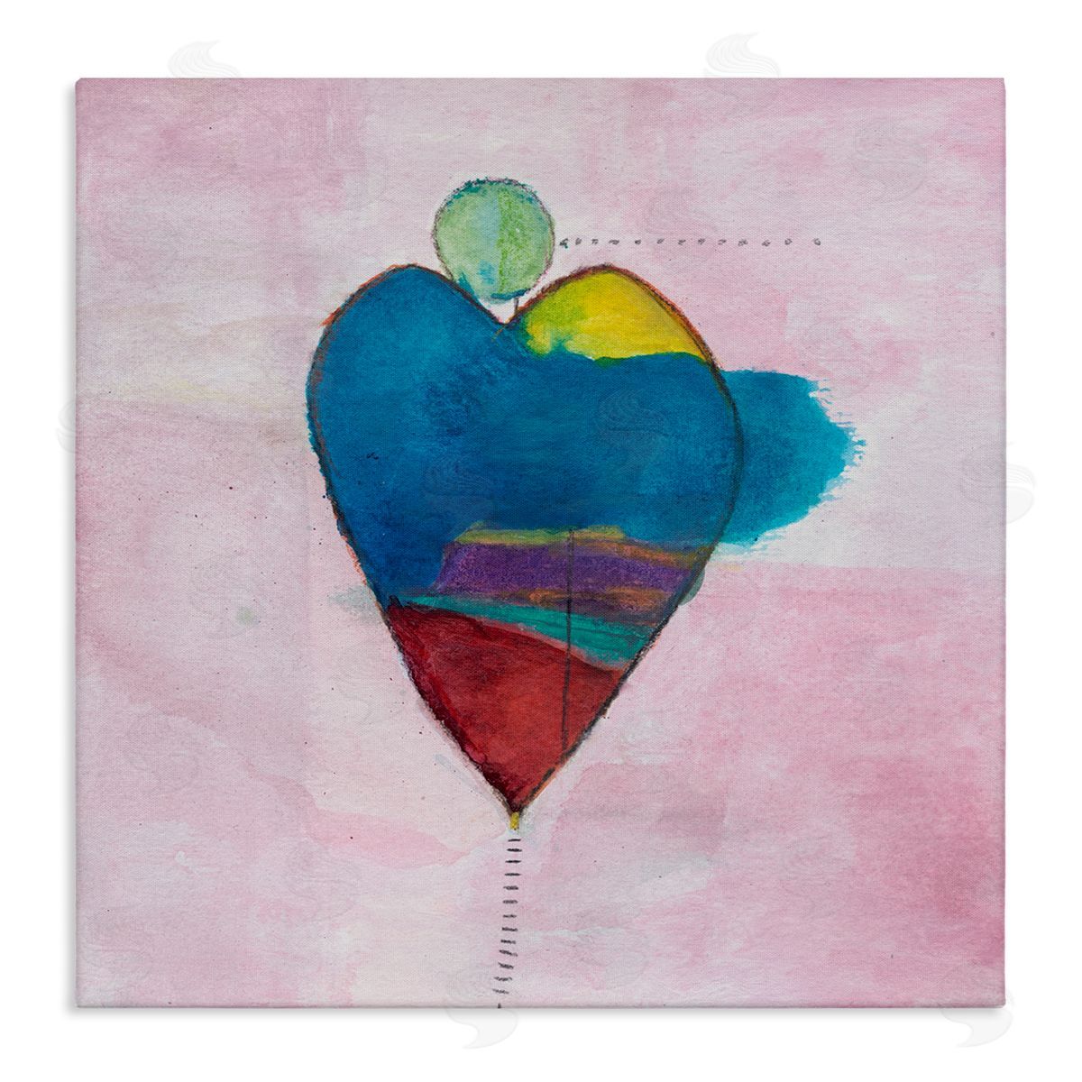 Michelle Oppenheimer Pink Contemporary Heart Circle Stretched Canvas Wall Art Print
