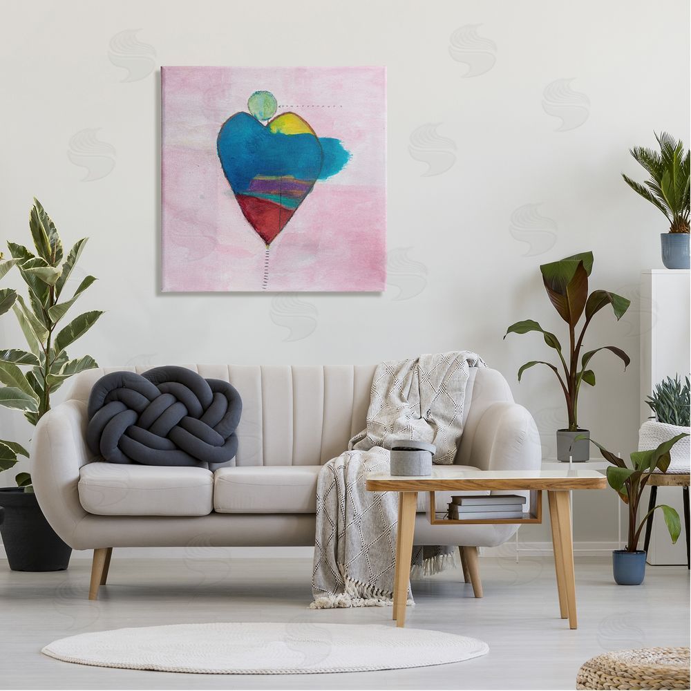 Michelle Oppenheimer Pink Contemporary Heart Circle Canvas Wall Art in Room
