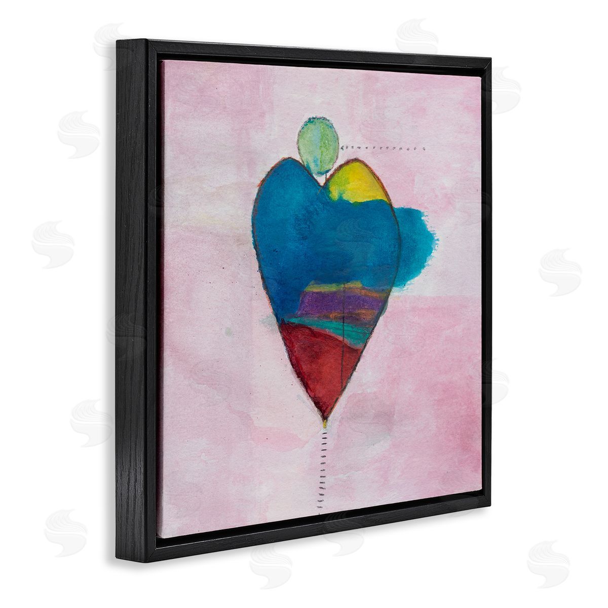 Michelle Oppenheimer Pink Contemporary Heart Circle Black Floating Frame Canvas Wall Art Print