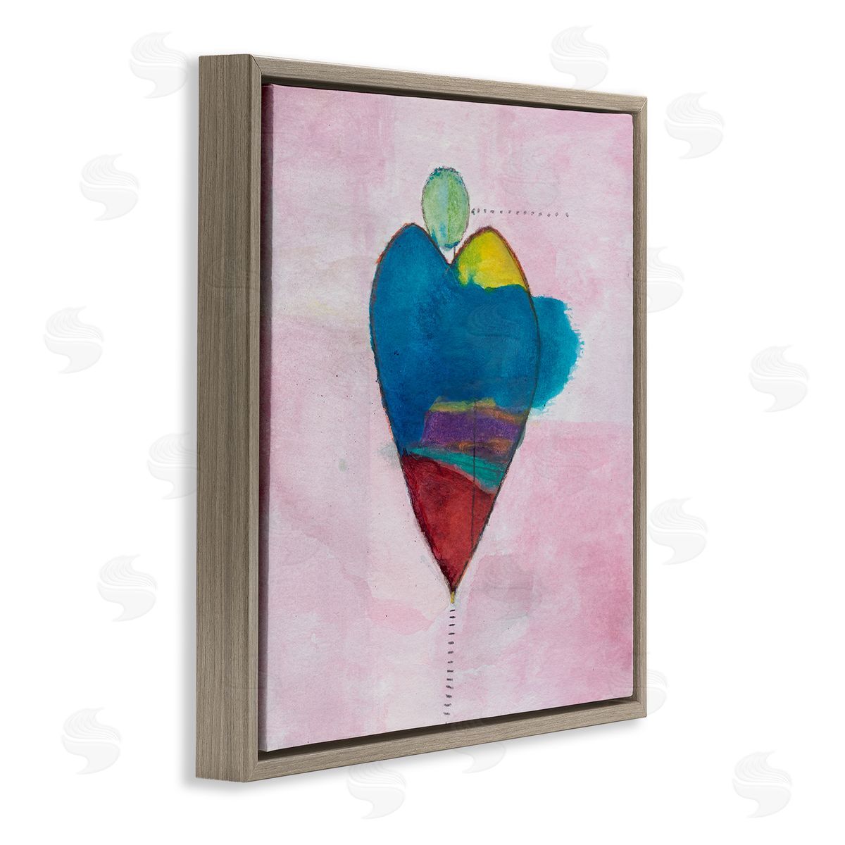 Michelle Oppenheimer Pink Contemporary Heart Circle Brown Floating Frame Canvas Wall Art Print