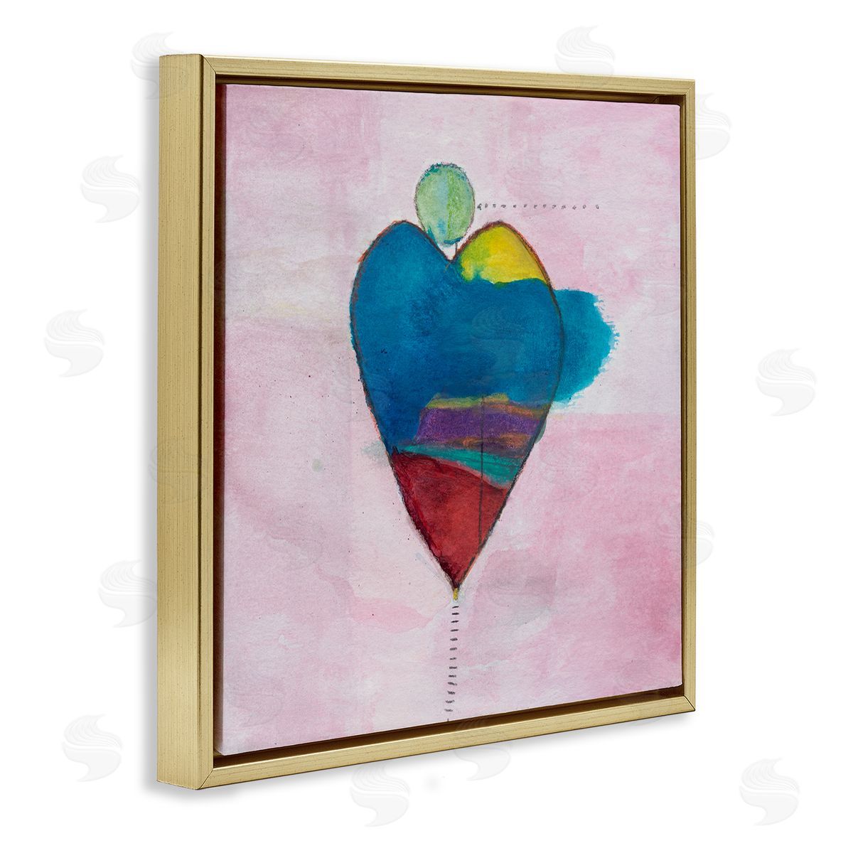 Michelle Oppenheimer Pink Contemporary Heart Circle Gold Floating Frame Canvas Wall Art Print